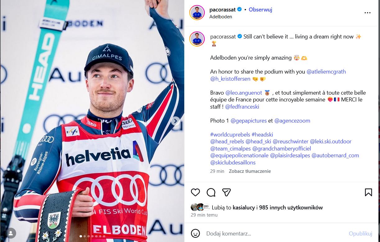 Paco Rassat wygrywa w Madonna di Campiglio